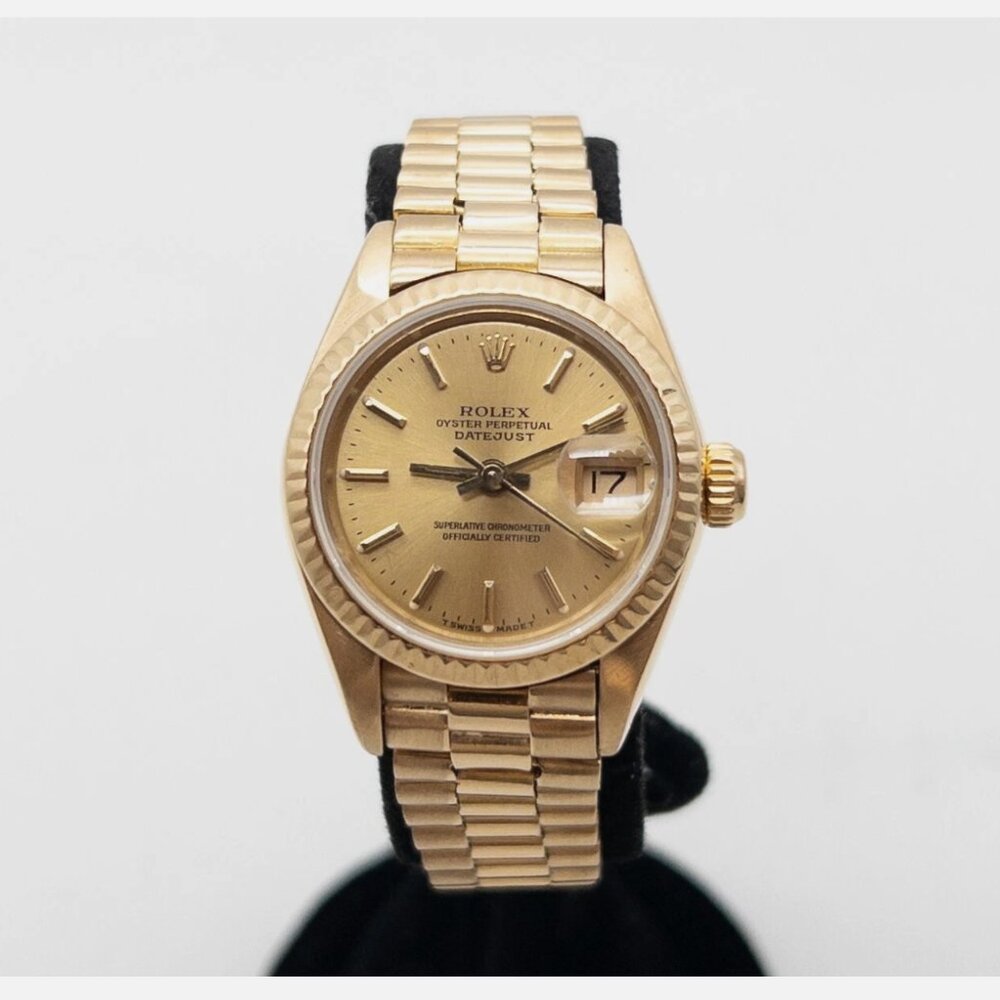 Champagne DATEJUST 18k Yellow Gold Ladies PRESIDENT Watch